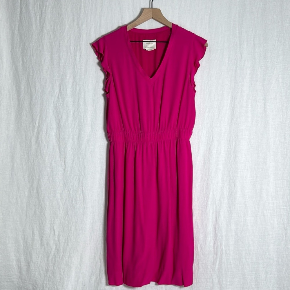 Kate Spade Fluid Crepe Frill Dress Pink Size 12